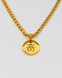 Collar tipo medalla con cadena de eslabones unisex en dorado de Tábano Store