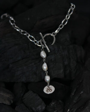 Collar plata cadena con perlas Tábano Store